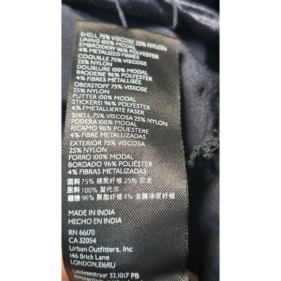 Anthropologie Embroidered Shimmer Velvet Floral Mini Dress Navy Blue XL - Picture 10 of 12